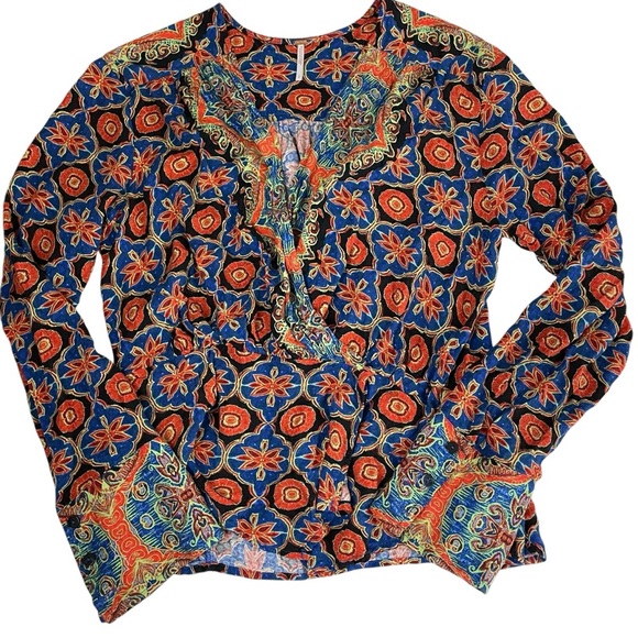 Free People Falling For You Floral Wrap Top Large - Picture 12 of 13